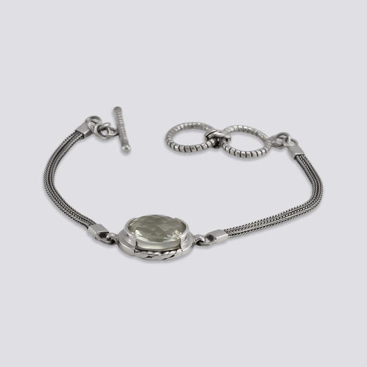 Sterling silver bracelet with green amethyst
