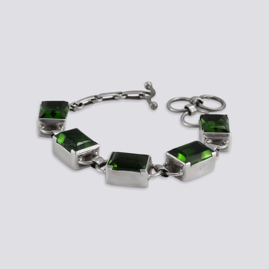 Sterling silver bracelet with green amethyst