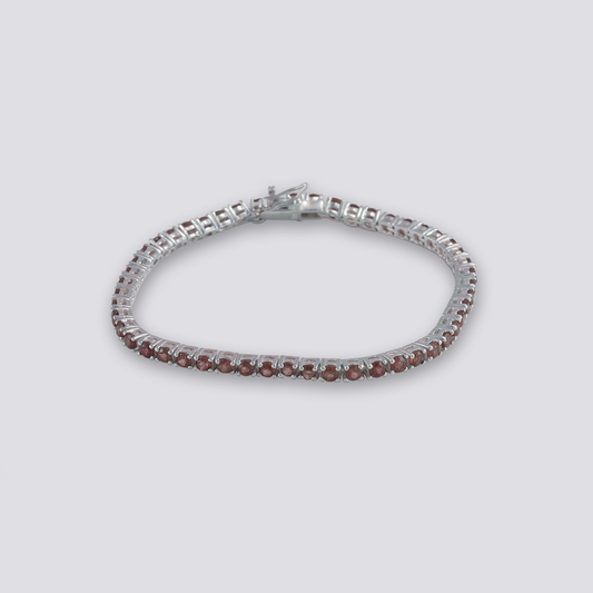 Sterling silver bracelet with red garnet