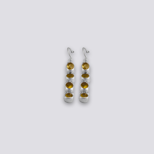 Sterling silver earrings with yellow citrine stone