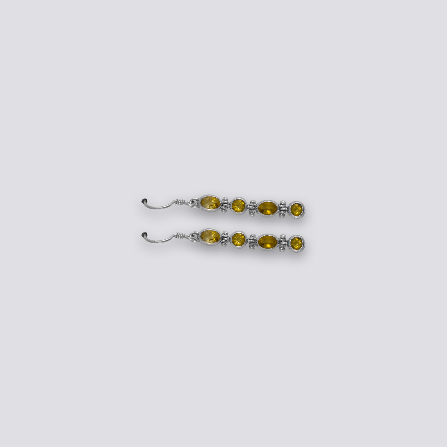 Sterling silver earrings with yellow citrine stone