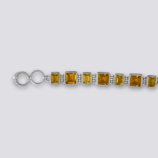 Sterling Silver bracelet with yellow citrine stones