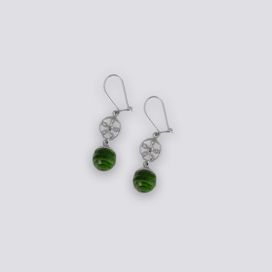 Sterling silver earrings with green quartz stone