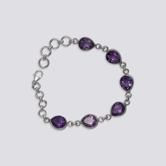 Sterling silver bracelet with purple amethyst stone
