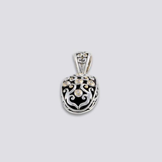Sterling sliver pendant with diamond and 18k gold