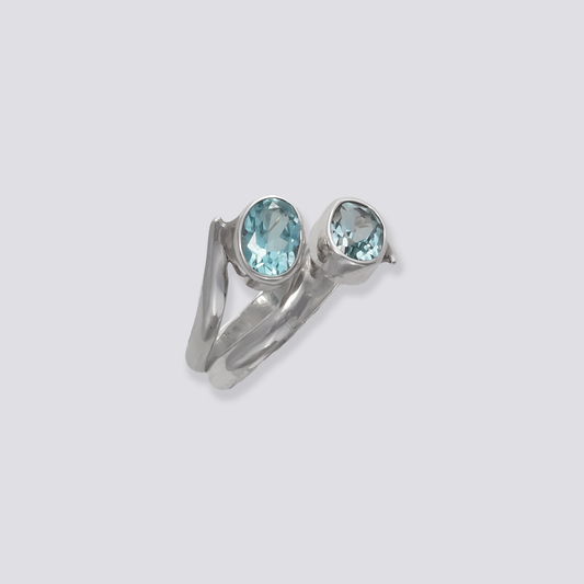 Sterling silver ring with blue topaz stone