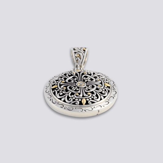 Sterling sliver pendant with diamond and 18k gold