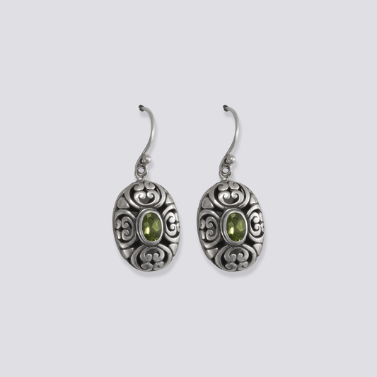 Sterling silver earrings with peridot stone