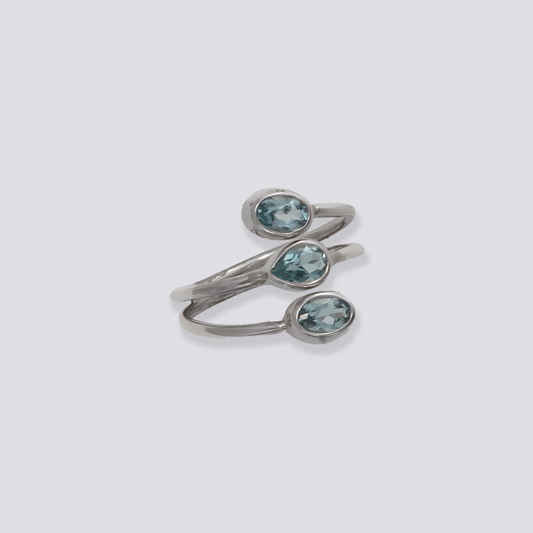Sterling silver ring with blue topaz stone