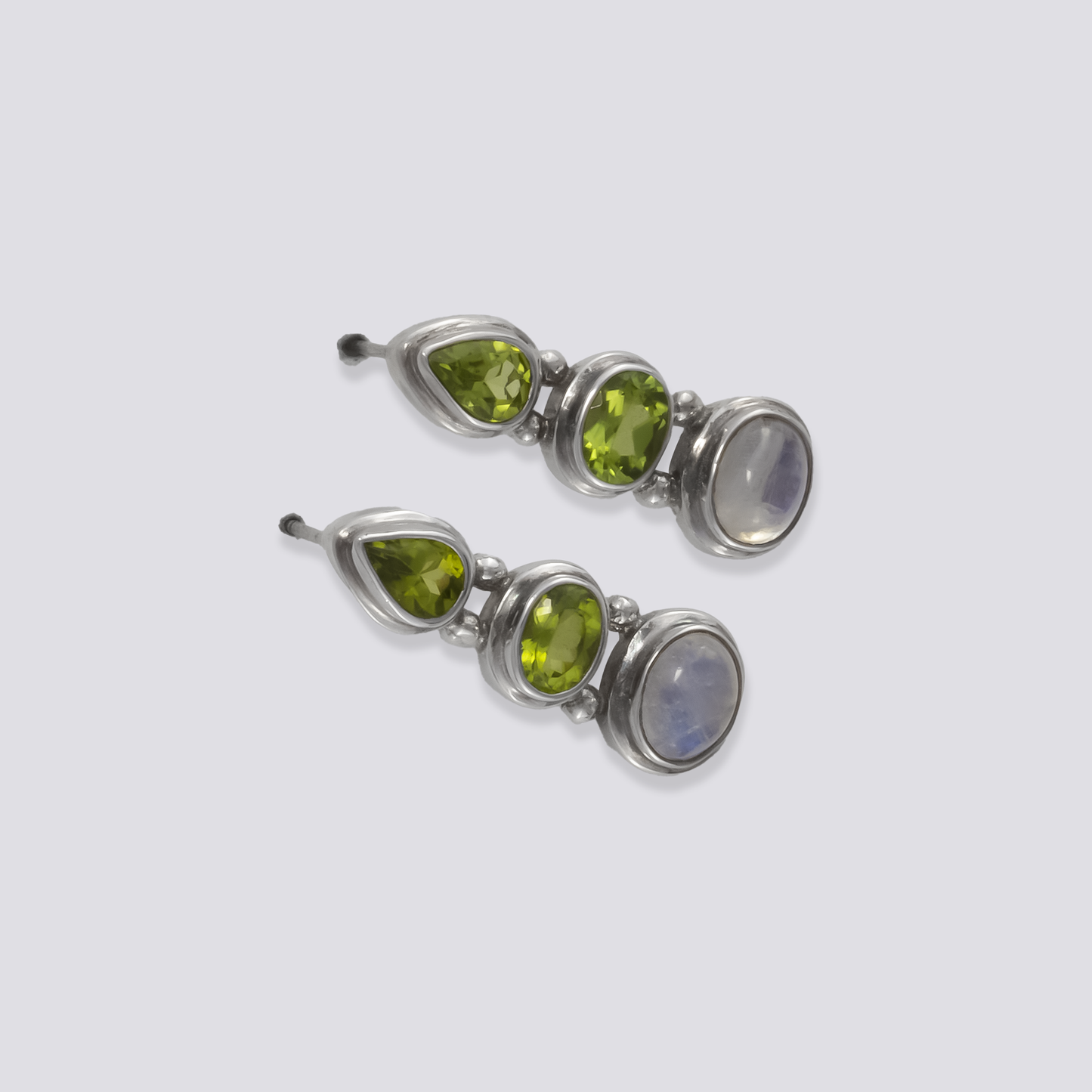 Sterling silver earrings with peridot and pearl