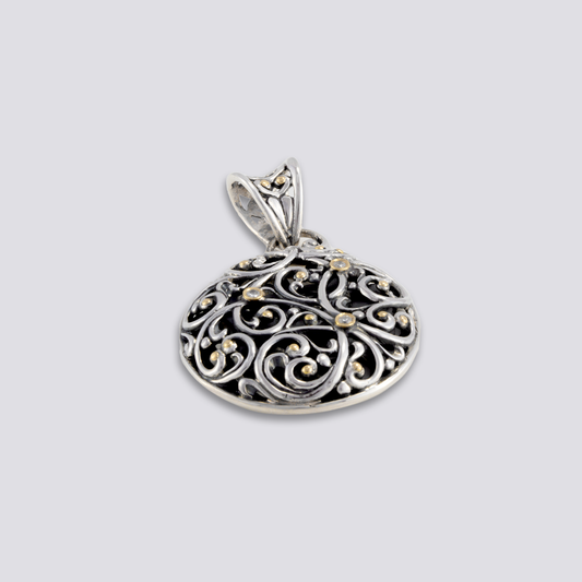 Sterling sliver pendant with diamond and gold