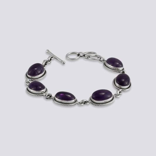 Sterling silver bracelet with amethyst stone