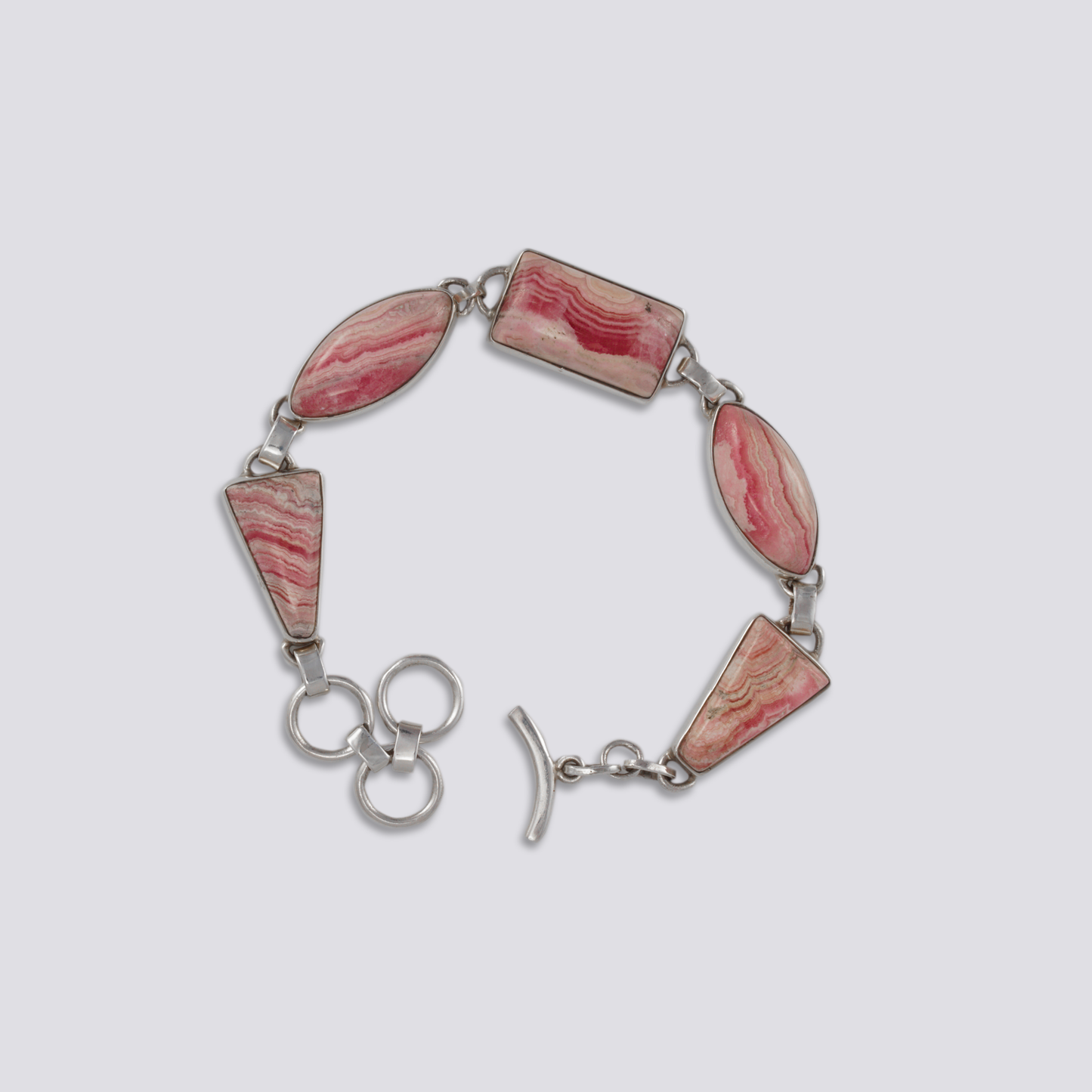 Sterling silver bracelet with rhodochrosite stones