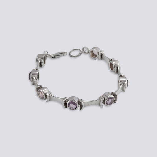 Sterling silver bracelet with amethyst stone