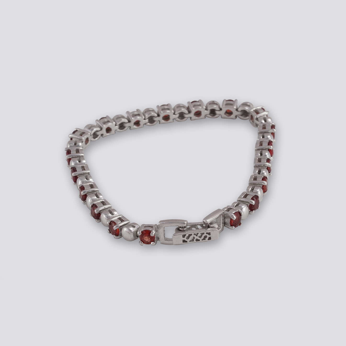 Sterling silver bracelet with red garnet