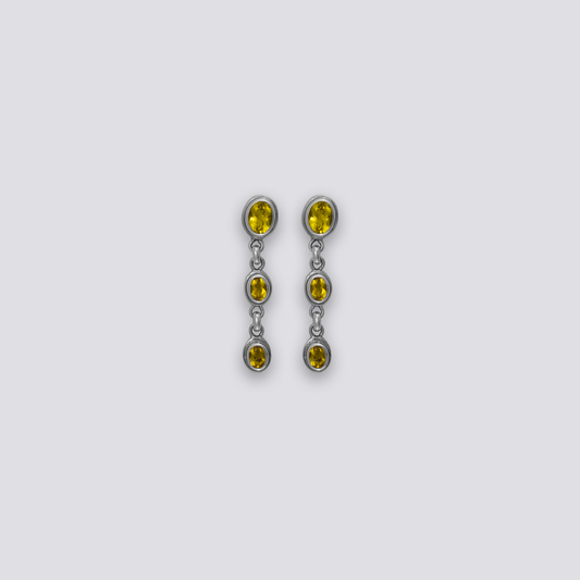 Sterling silver earrings with yellow citrine stone