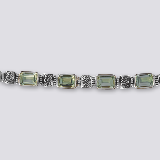 Sterling Silver bracelet with green amethyst