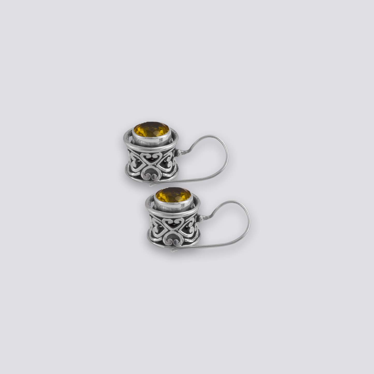 Sterling silver earrings with yellow citrine stone