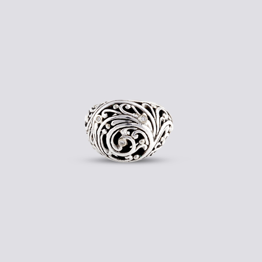Sterling sliver ring with diamonds