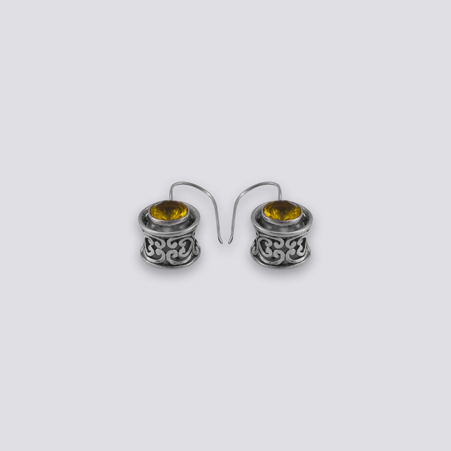 Sterling silver earrings with yellow citrine stone