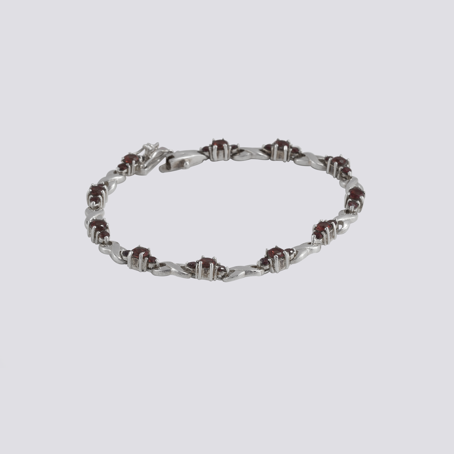Sterling silver bracelet with red garnet