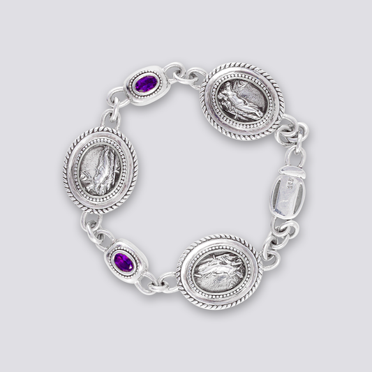 Sterling Silver bracelet with purple stones