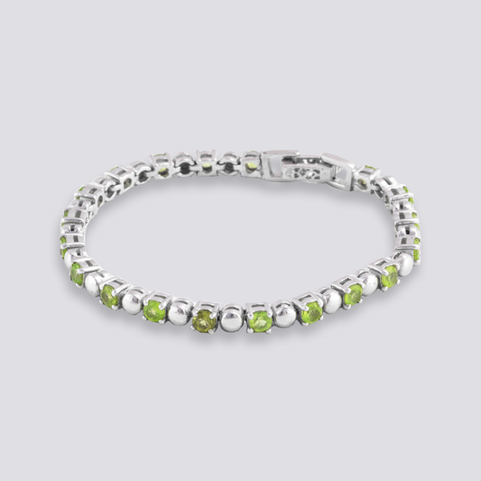 Sterling silver bracelet with peridot and clear quartz