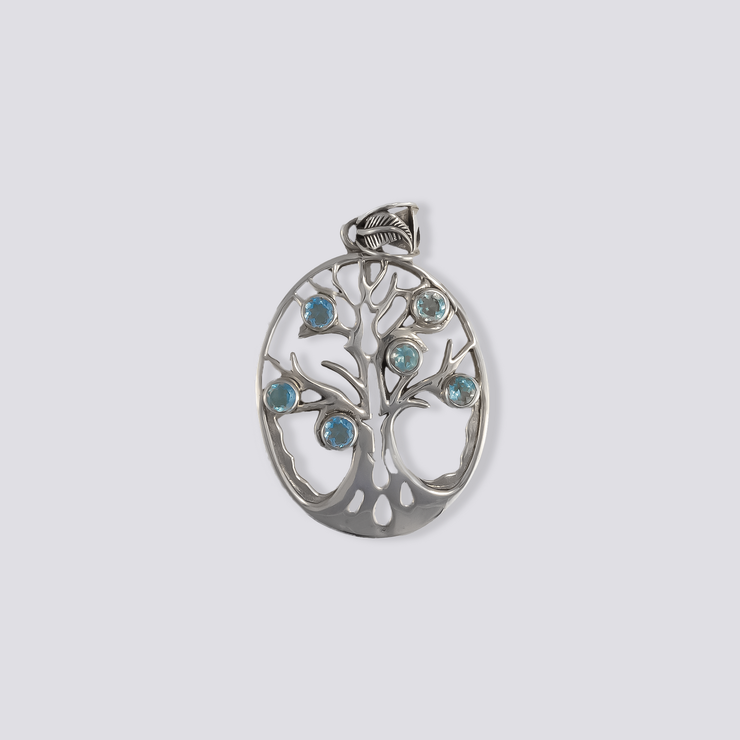 Sterling silver pendant with blue topaz stone
