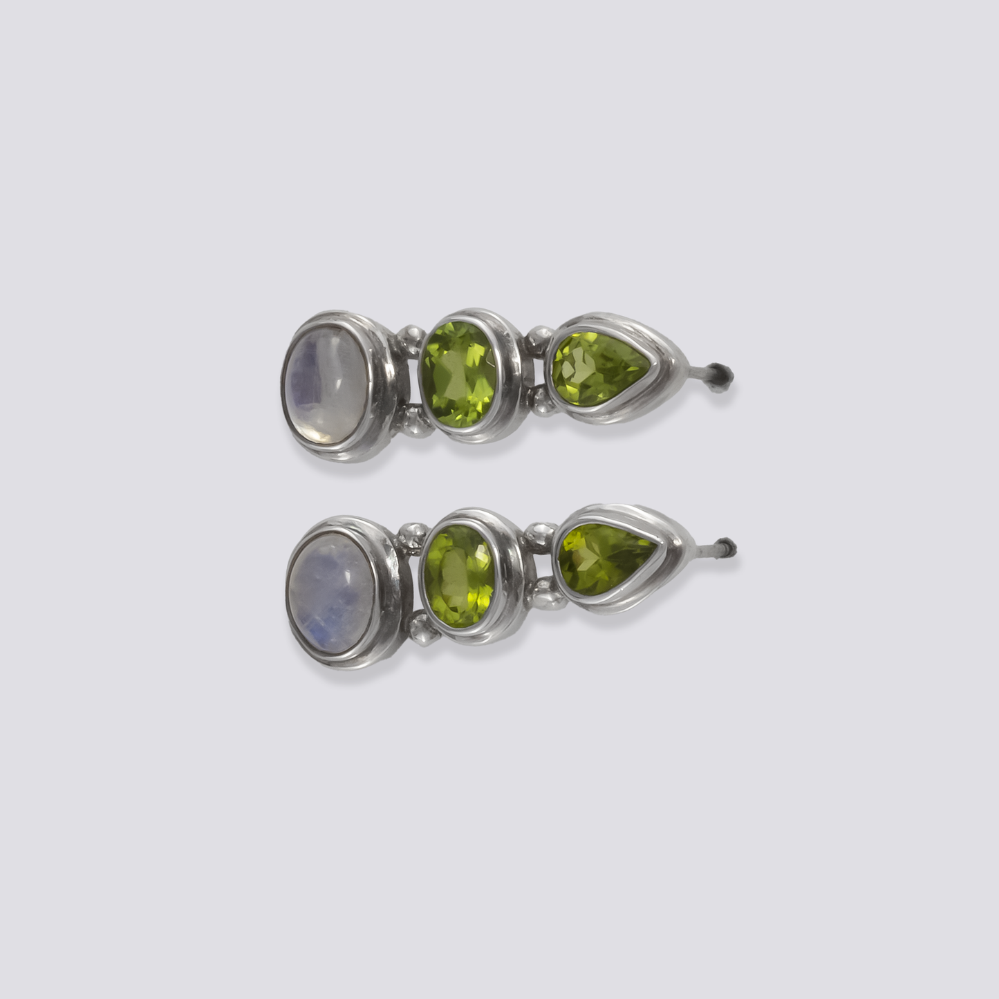 Sterling silver earrings with peridot and pearl