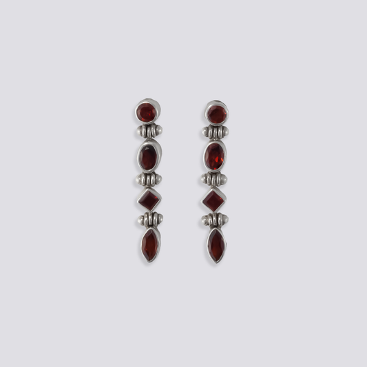 Sterling silver earrings with red garnet