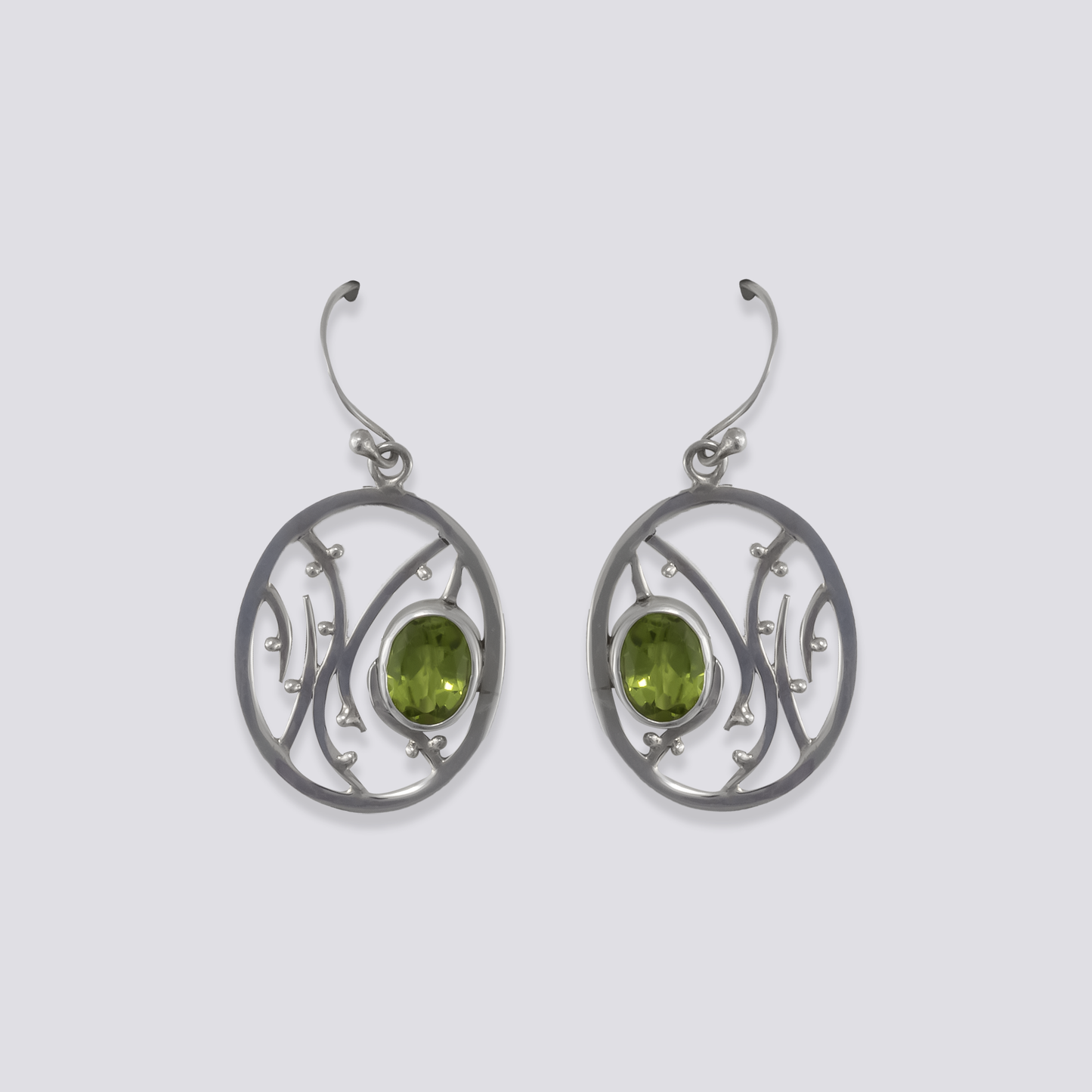 Sterling silver earrings with peridot stone