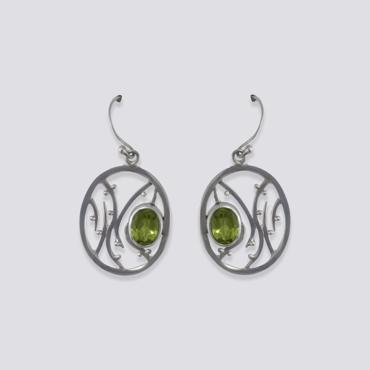 Sterling silver earrings with peridot stone