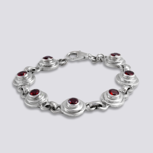 Sterling silver bracelet with red garnet