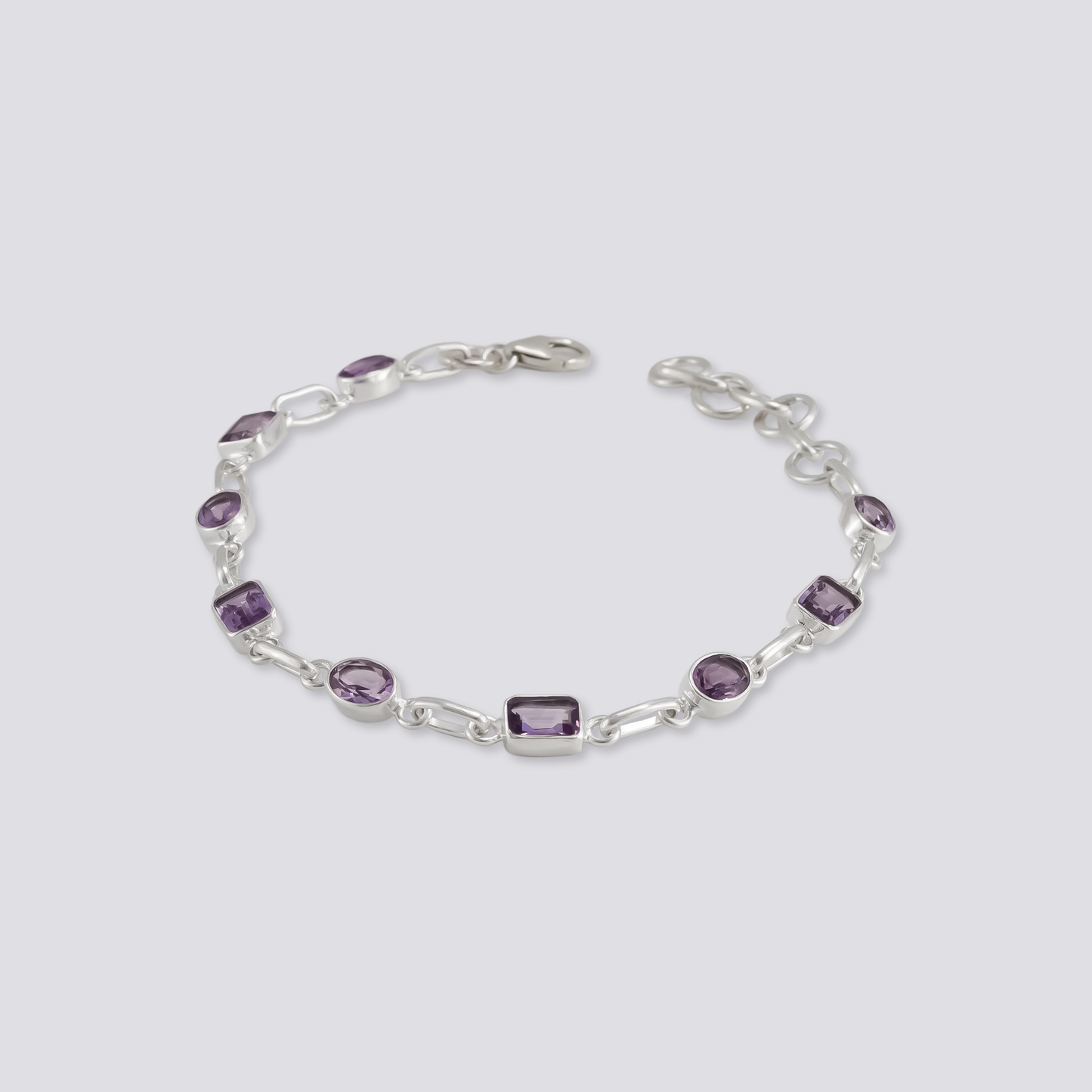 Sterling silver bracelet with amethyst stone