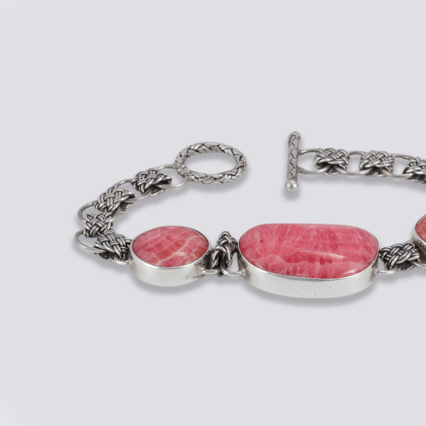 Sterling silver bracelet with rhodochrosite stones