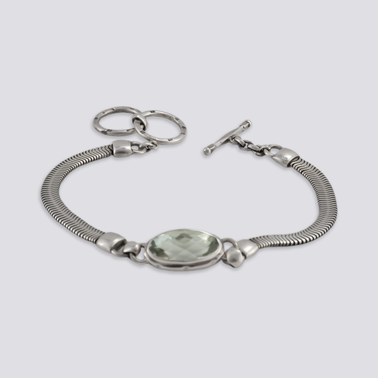 Sterling silver bracelet with green amethyst