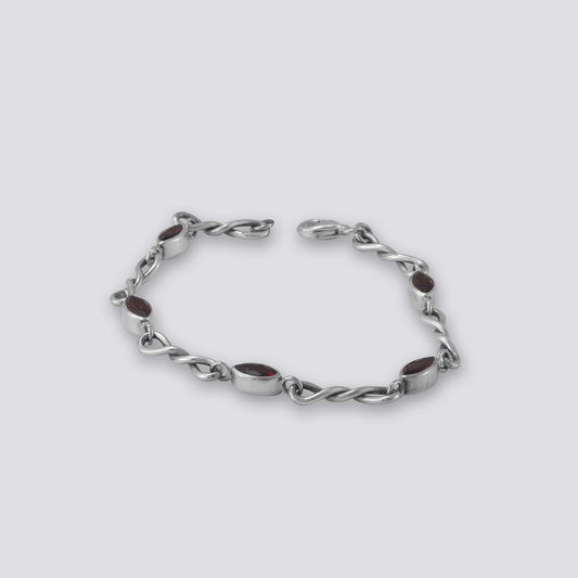 Sterling silver bracelet with red garnet