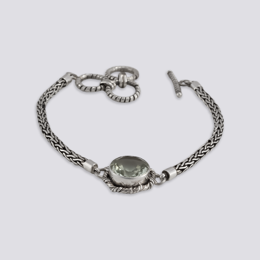 Sterling silver bracelet with green amethyst