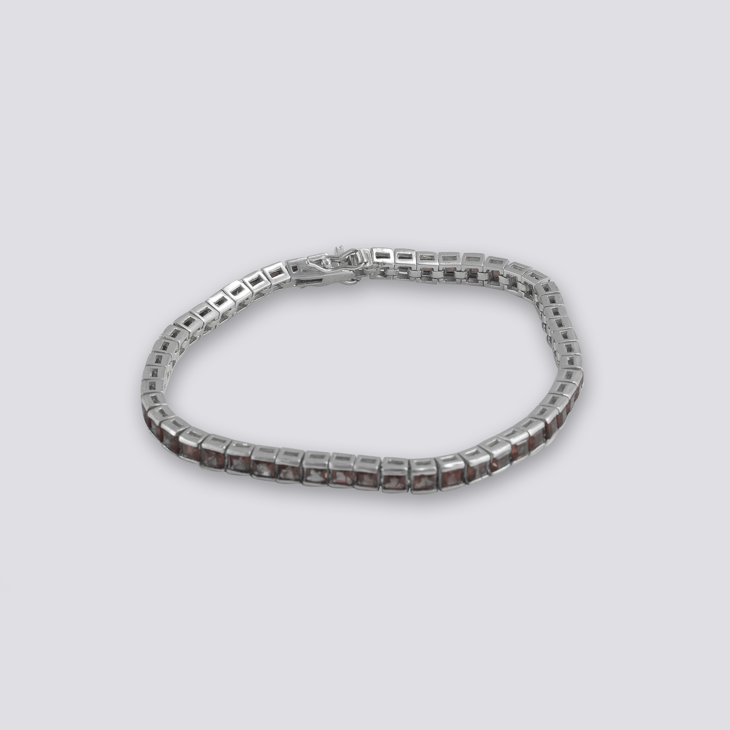 Sterling silver bracelet with red garnet