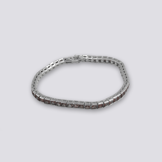 Sterling silver bracelet with red garnet