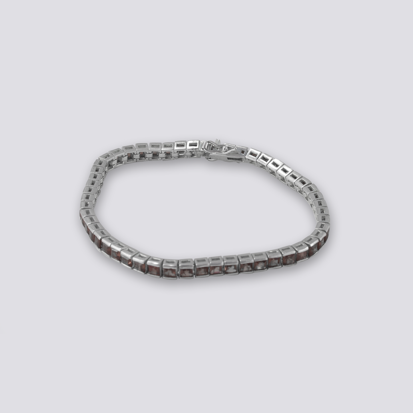 Sterling silver bracelet with red garnet