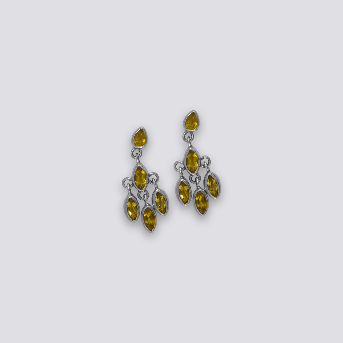 Sterling silver earrings with yellow citrine stone