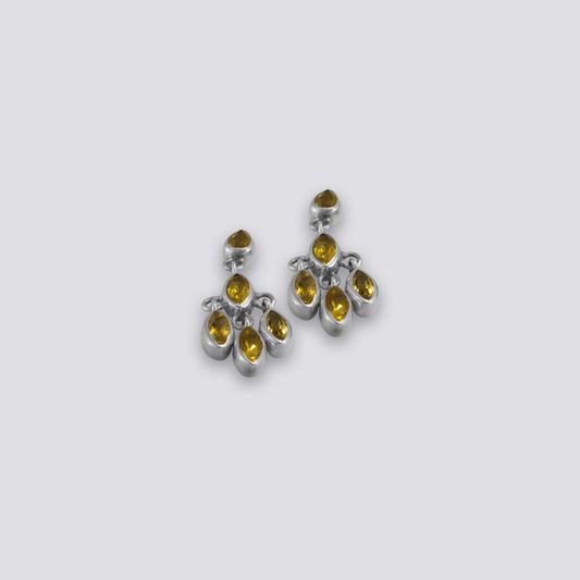 Sterling silver earrings with yellow citrine stone
