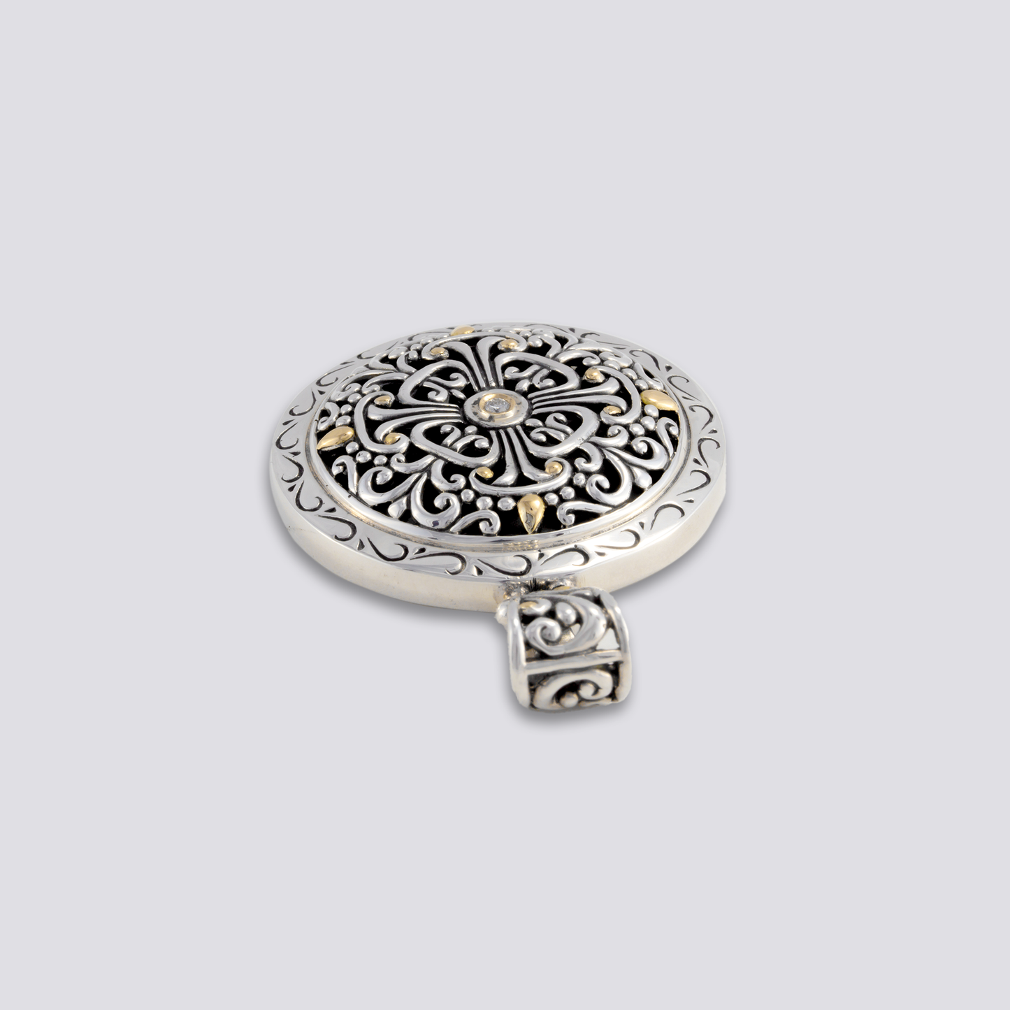 Sterling sliver pendant with diamond and 18k gold