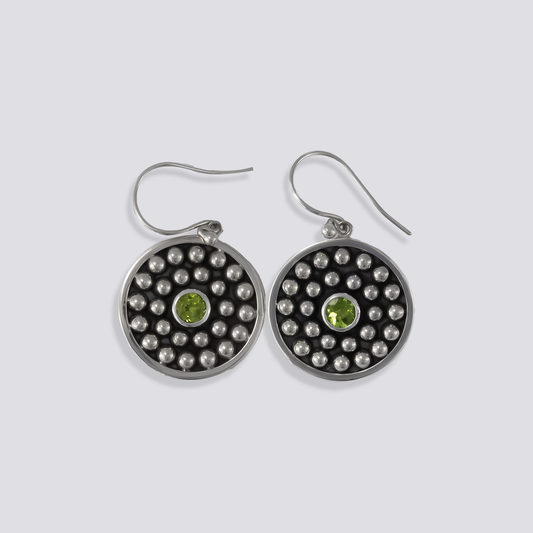 Sterling silver earrings with peridot stone