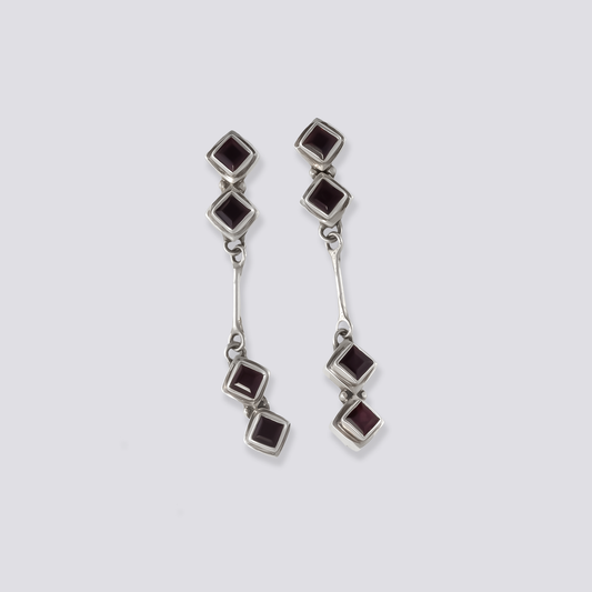 Sterling silver earrings with red garnet