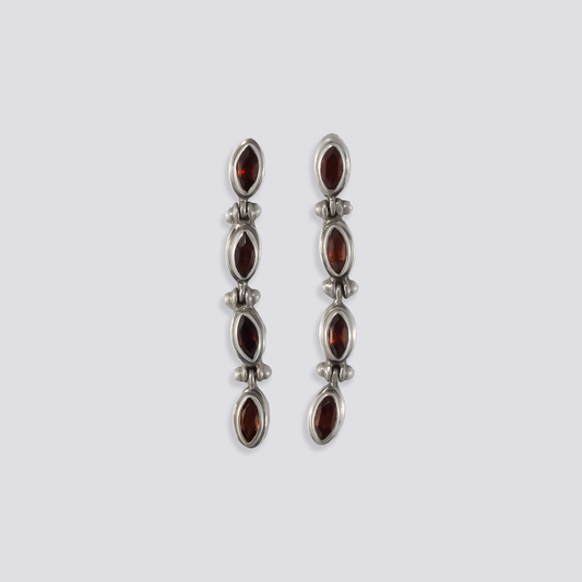Sterling silver earrings with red garnet