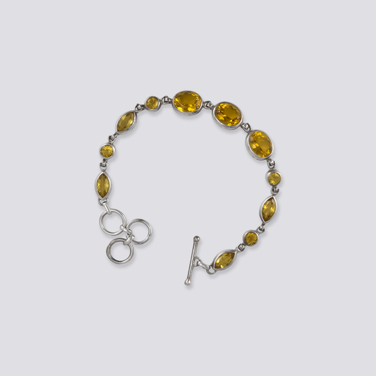 Sterling silver bracelet with citrine stones