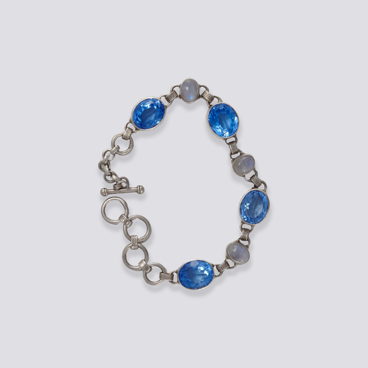 Sterling silver bracelet with blue siberian quartz