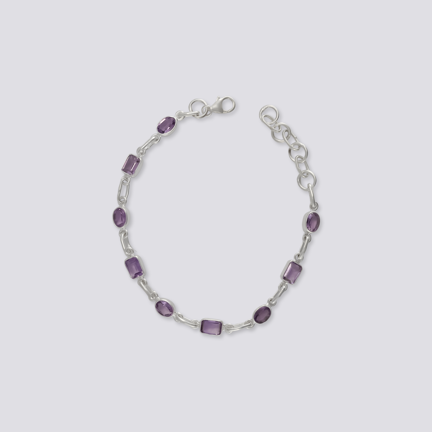 Sterling silver bracelet with amethyst stone